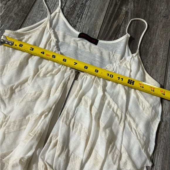 Crimson Ivy Multi Layer Ruffled Zip Up Striped Tank Top in  Earthy Color Tone - Picture 5 of 8